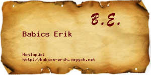 Babics Erik névjegykártya
